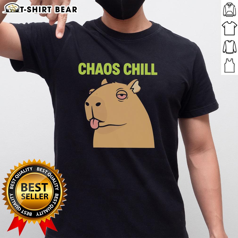 Awesome Capybara Red Eyes Sticking Out Her Tongue Chaos Chill Meme T Shirt Alt Text: Awesome capybara with red eyes sticking out her tongue on a chill meme T-shirt, perfect for animal lovers and humor fans.
