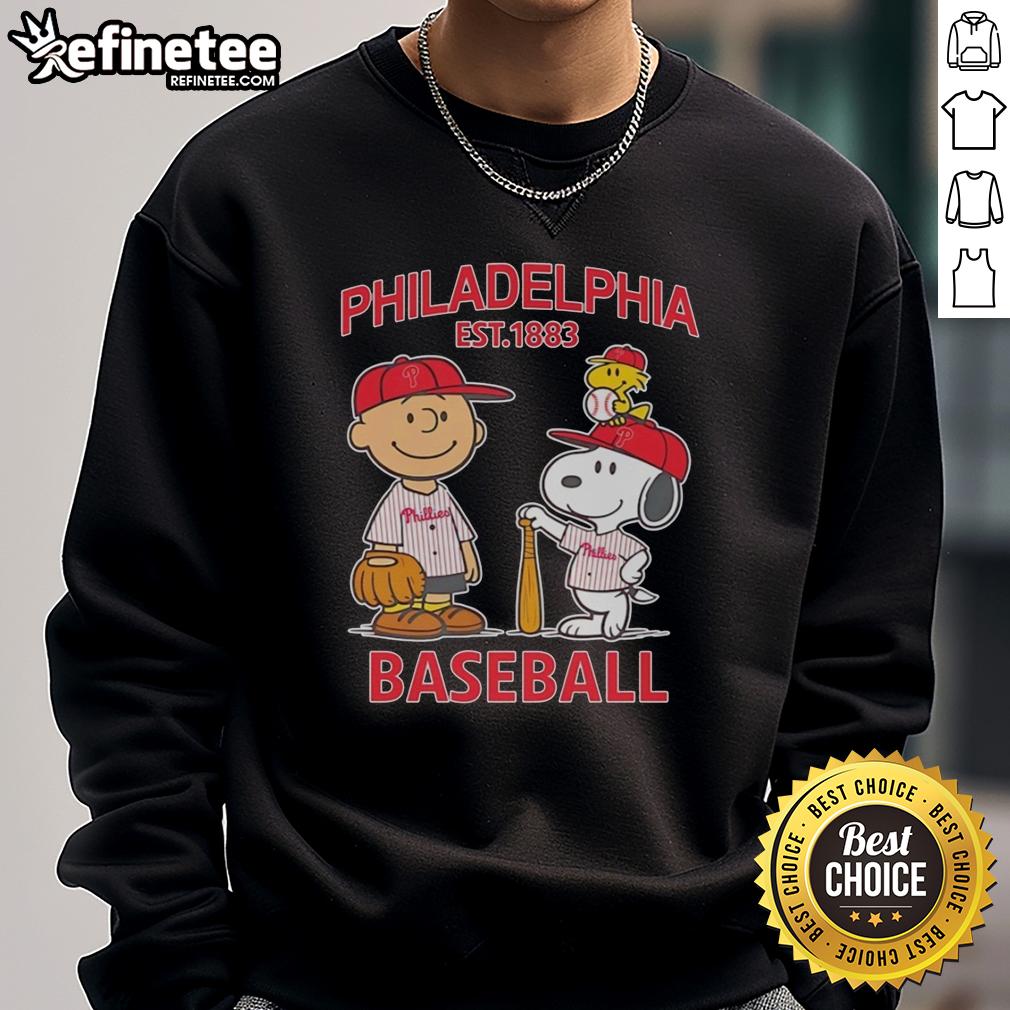 awesome-charlie-brown-snoopy-and-woodstock-with-philadelphia-phillies-baseball-jersey-est-1883-sweatshirt Alt Text: Awesome Charlie Brown, Snoopy, and Woodstock in Philadelphia Phillies baseball jersey sweatshirt, est. 1883.