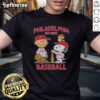 Alt Text: Awesome Charlie Brown, Snoopy, and Woodstock wearing Philadelphia Phillies baseball jersey t-shirt, est 1883.