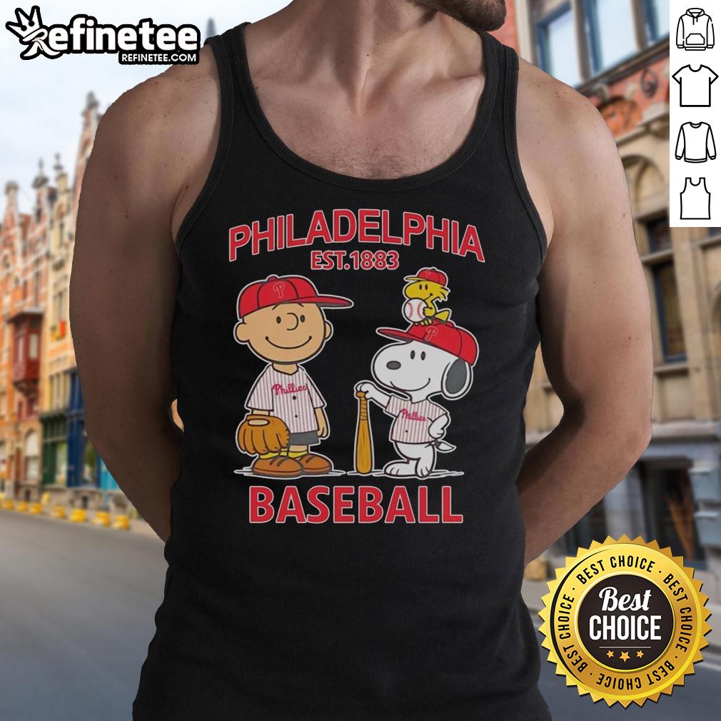 awesome-charlie-brown-snoopy-and-woodstock-with-philadelphia-phillies-baseball-jersey-est-1883-tank-top Awesome Charlie Brown Snoopy And Woodstock With Philadelphia Phillies Baseball Jersey Est 1883 T-Shirt - Image 4