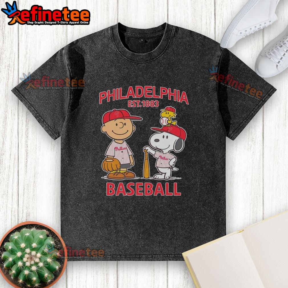 awesome-charlie-brown-snoopy-and-woodstock-with-philadelphia-phillies-baseball-jersey-est-1883-washed-t-shirt Awesome Charlie Brown Snoopy And Woodstock With Philadelphia Phillies Baseball Jersey Est 1883 T-Shirt - Image 6