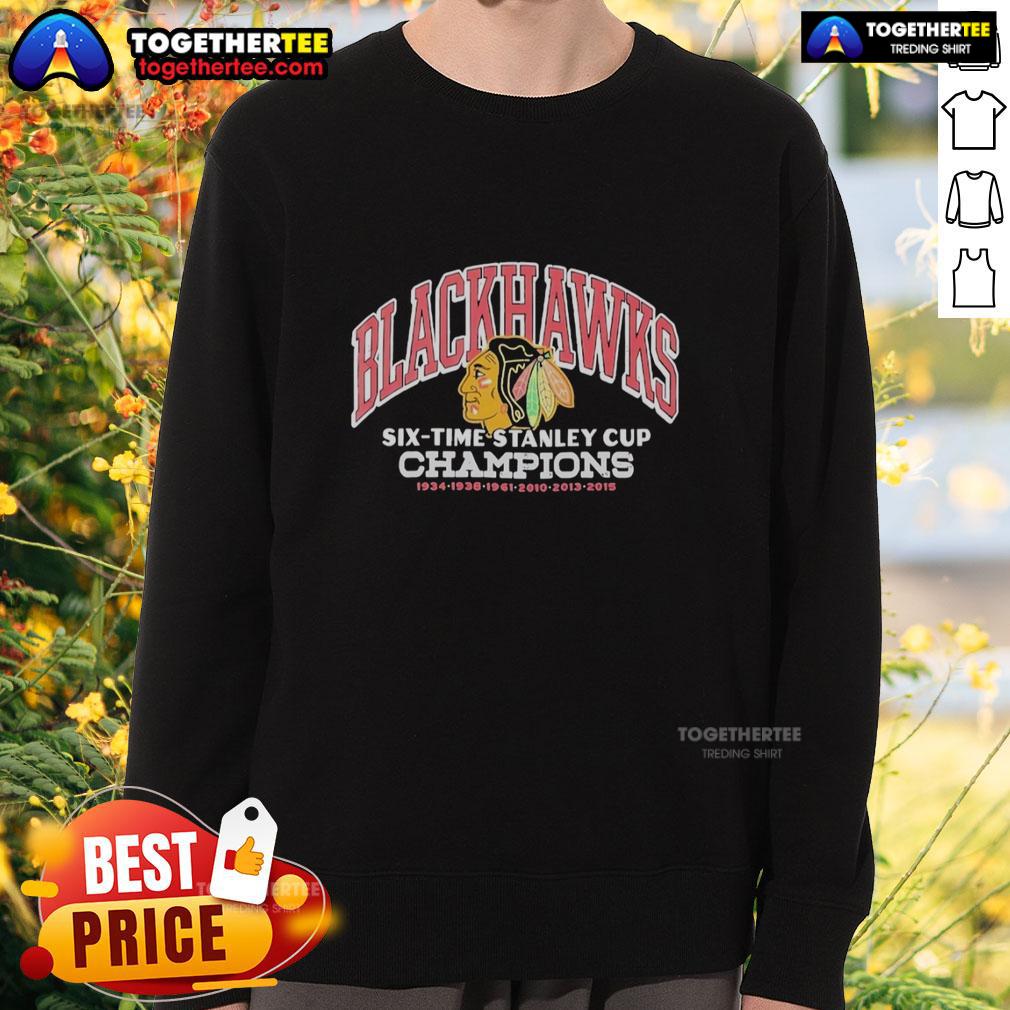 Awesome Chicago Blackhawks Six Time Stanley Cup Champions 2015 Sweatshirt Awesome Chicago Blackhawks six-time Stanley Cup champions 2015 sweatshirt featuring bold team graphics and colors.