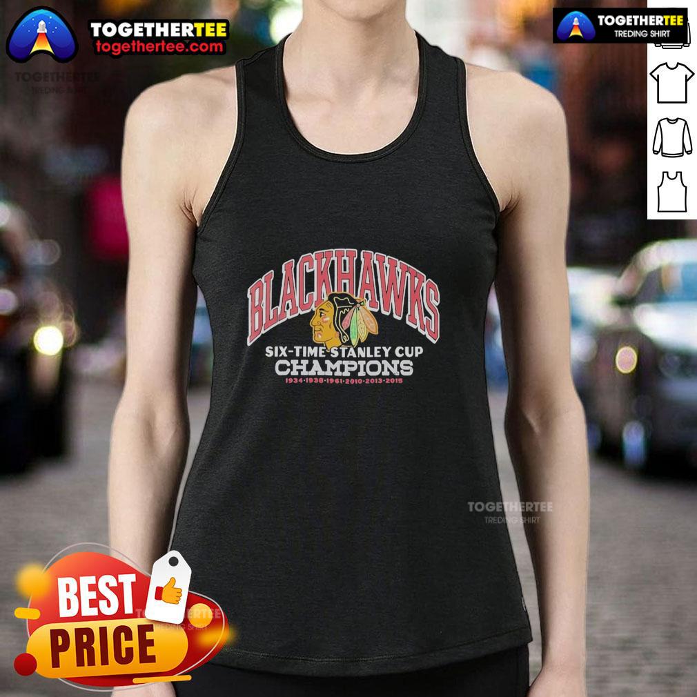 Awesome Chicago Blackhawks Six Time Stanley Cup Champions 2015 Tank Top Alt Text: Awesome Chicago Blackhawks six-time Stanley Cup champions 2015 tank top showcasing team pride and style.