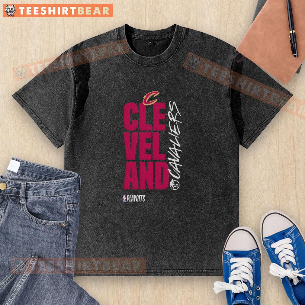 awesome-cleveland-cavaliers-playoff-basketball-logo-washed-t-shirt Alt Text: Cleveland Cavaliers Playoff Basketball logo on a washed t-shirt, perfect for fans showing team spirit.