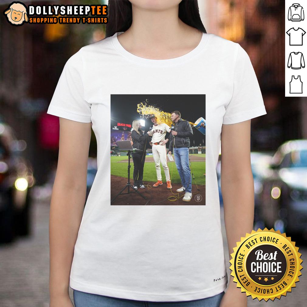 Awesome Daniel Susac San Francisco Giants Have Water Thrown On Someone Ladies-Tee Awesome Daniel Susac San Francisco Giants ladies tee featuring a design with water splashed on a player.