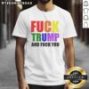 Alt Text: Colorful 'Awesome Fck Trump And Fck You' text T-Shirt design showcasing bold graphics and vibrant colors.