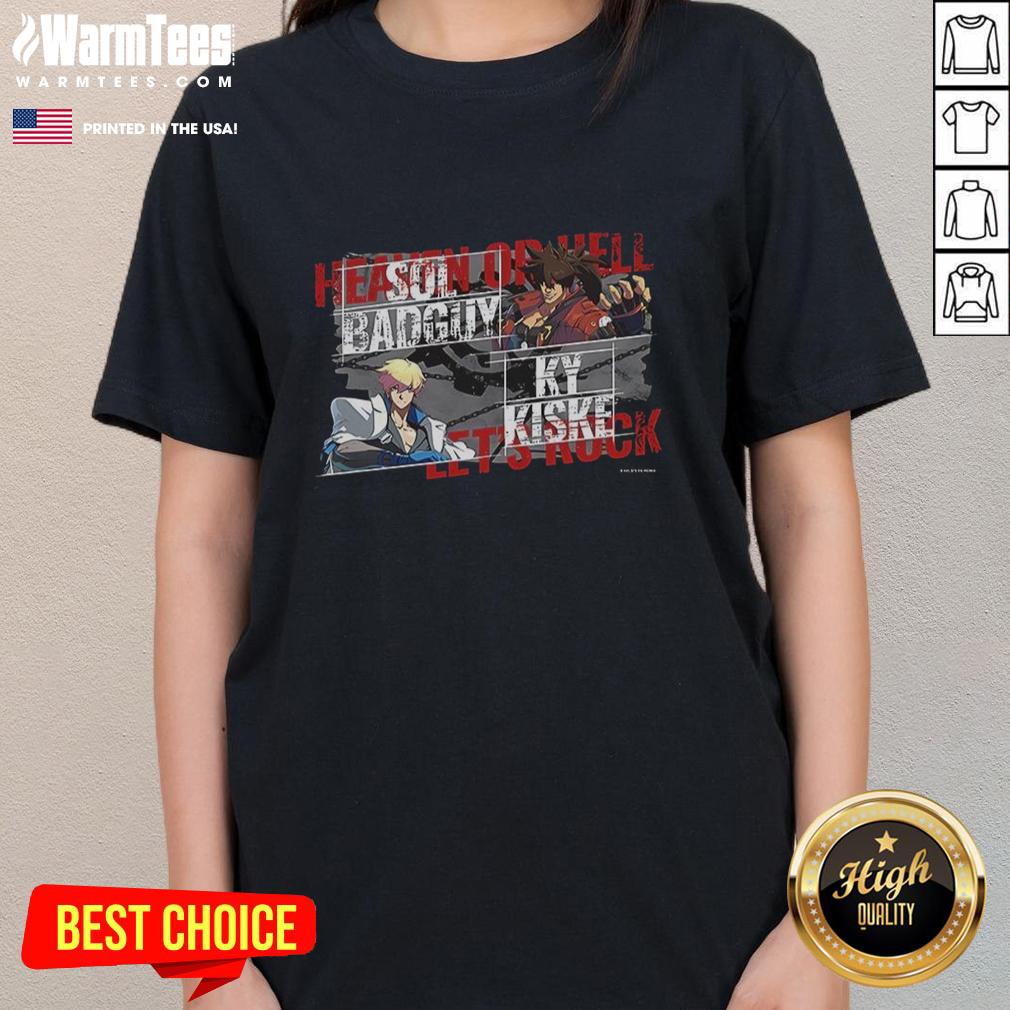 awesome-heaven-or-hell-lets-rock-sol-badguy-ky-kiske-ladies-tee Awesome Heaven or Hell Let's Rock Sol Badguy Ky Kiske Ladies Tee featuring vibrant graphic design and stylish fit.