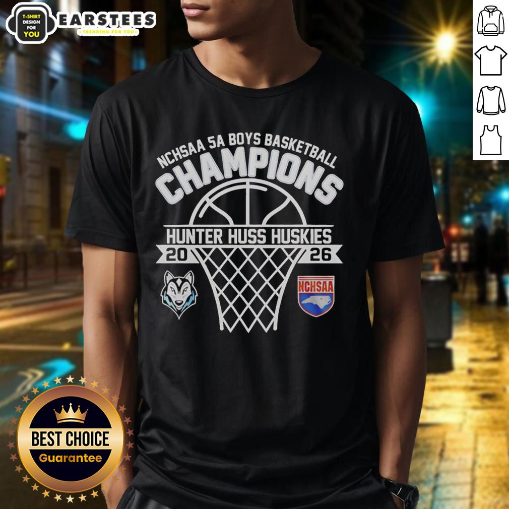 awesome-hunter-huss-huskies-nchsaa-5a-boys-basketball-champions-2026-t-shirt Alt Text: Awesome Hunter Huss Huskies NCHSAA 5A Boys Basketball Champions 2026 T-Shirt featuring team colors and logo.