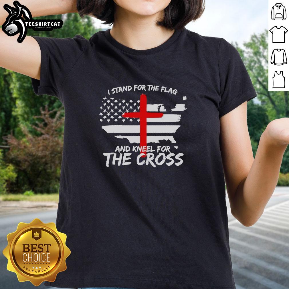 awesome-i-stand-for-the-flag-and-kneel-for-the-cross-america-flag-ladies-tee Awesome I Stand for the Flag and Kneel for the Cross ladies tee featuring patriotic design and bold text.