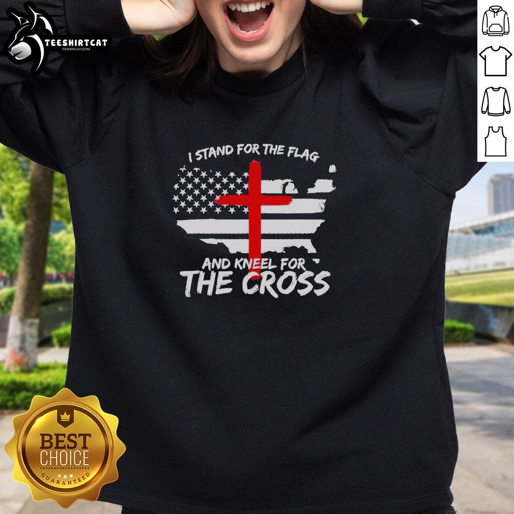 awesome-i-stand-for-the-flag-and-kneel-for-the-cross-america-flag-sweatshirt Awesome I Stand For The Flag And Kneel For The Cross sweatshirt featuring patriotic design for American pride.