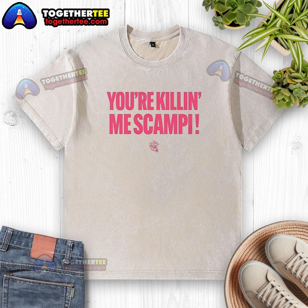 Awesome Jacksonville Jumbo Shrimp You'Re Killin Me Scampi Washed T Shirt Alt Text: Awesome Jacksonville Jumbo Shrimp You're Killin' Me Scampi T-Shirt featuring vibrant shrimp graphic and playful text.