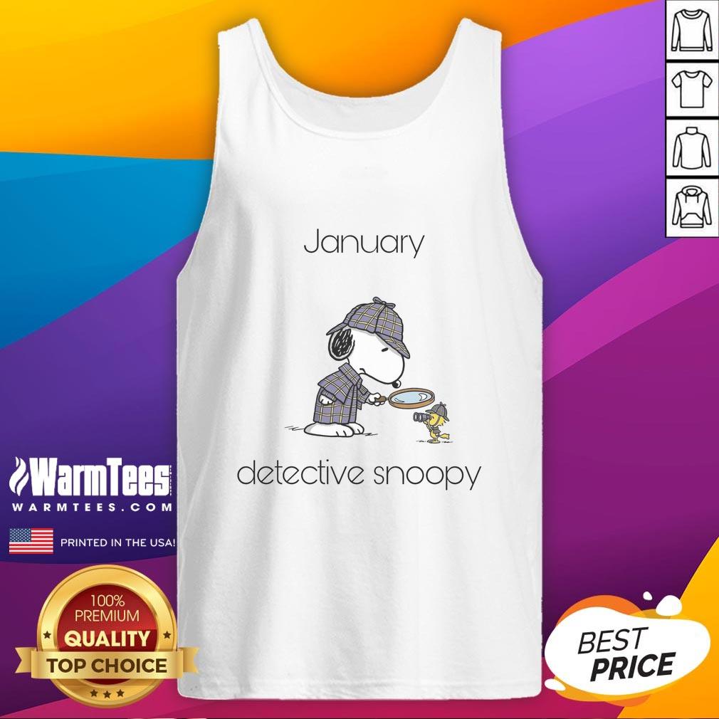 awesome-january-detective-snoopy-woodstock-tank-top Alt Text: Awesome January Detective Snoopy and Woodstock tank top featuring a fun graphic design for fans of Peanuts.