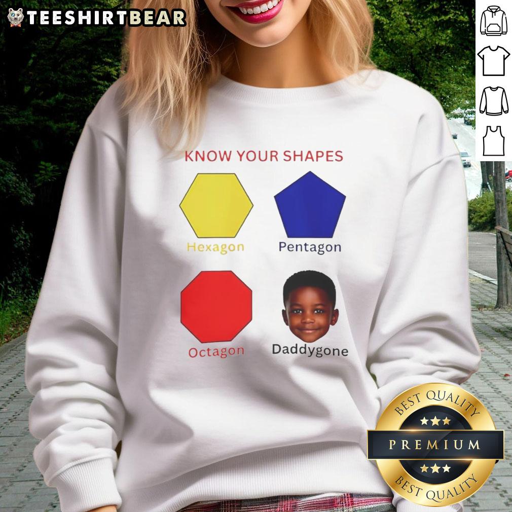 awesome-know-your-shapes-hexagon-pentagon-octagon-daddygone-graphic-sweatshirt Alt Text: Awesome Know Your Shapes Sweatshirt featuring hexagon, pentagon, and octagon designs for graphic tee lovers.