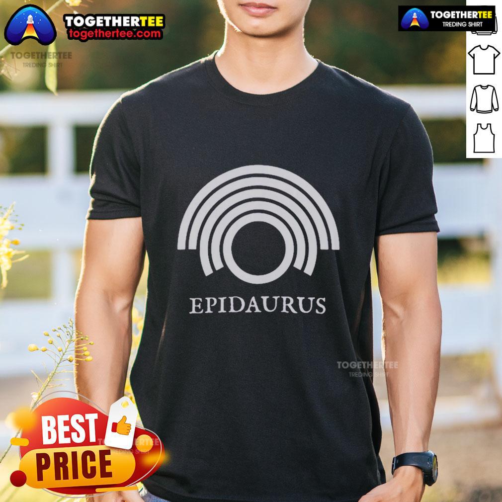 Awesome Liam O'Brien Wearing Epidaurus T Shirt Alt Text: Awesome Liam O'Brien proudly wearing an Epidaurus T-shirt, showcasing a stylish design and vibrant colors.