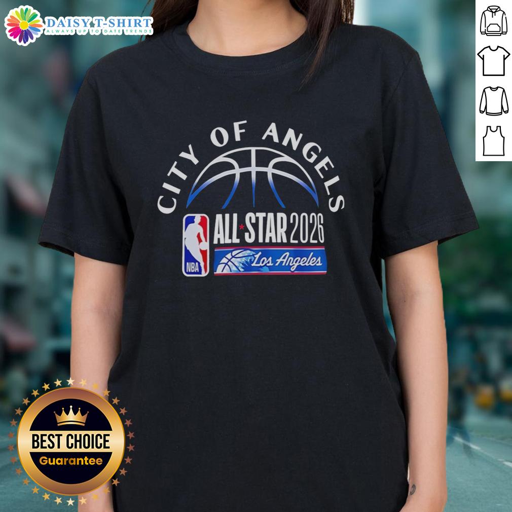 Awesome Los Angeles Clippers City Of Angels All Star 2026 Ladies Tee Awesome Los Angeles Clippers City of Angels All-Star 2026 ladies tee showcasing vibrant team colors and stylish design.