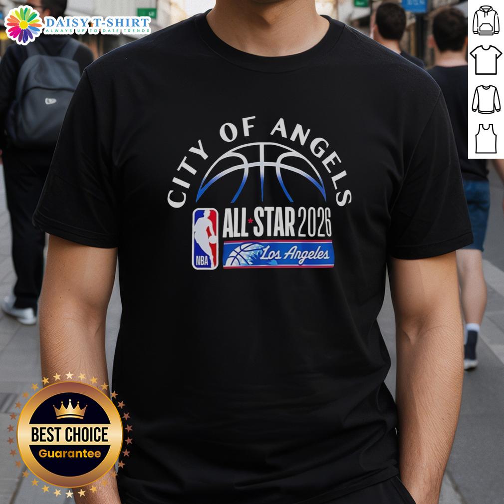 Awesome Los Angeles Clippers City Of Angels All Star 2026 T Shirt Alt Text: Awesome Los Angeles Clippers City Of Angels All Star 2026 T-Shirt featuring vibrant team colors and logo design.