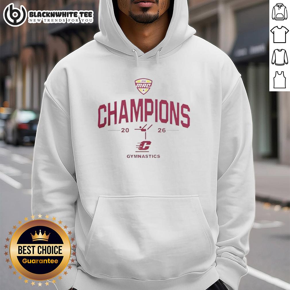 Awesome Michigan Chippewas Mac 2026 Gymnastics Champions Hoodie Alt Text: Awesome Michigan Chippewas MAC 2026 Gymnastics Champions hoodie featuring team colors and logo.