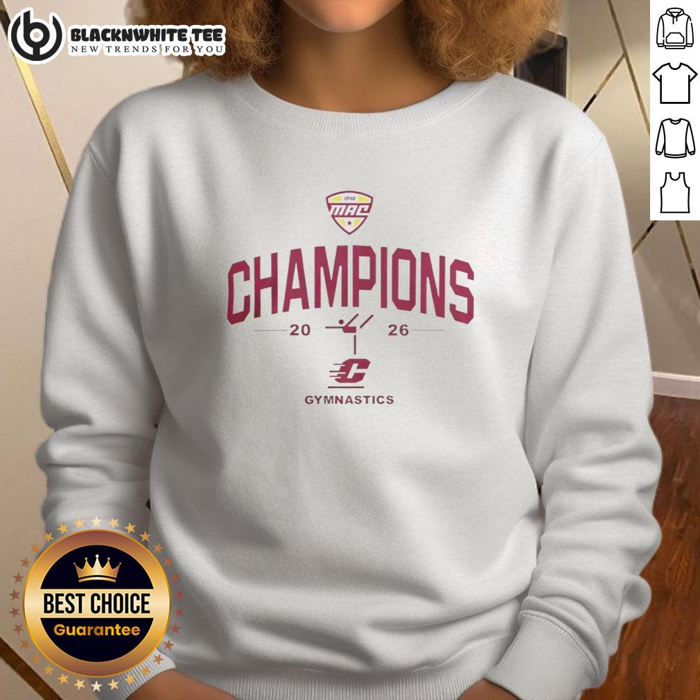 Awesome Michigan Chippewas Mac 2026 Gymnastics Champions Sweatshirt Alt Text: Awesome Michigan Chippewas MAC 2026 Gymnastics Champions sweatshirt featuring bold team colors and logo.