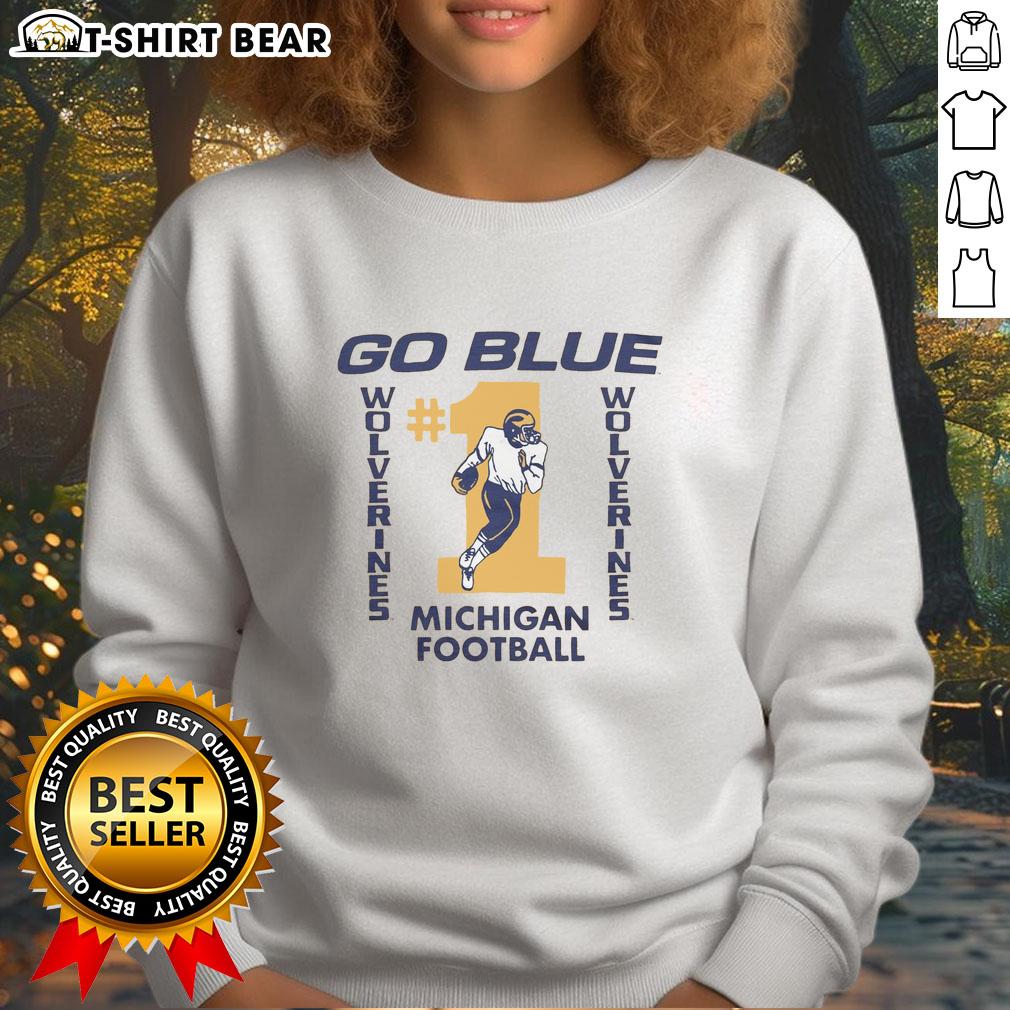 Awesome Michigan Football Go Blue Sweatshirt Awesome Michigan Football Go Blue sweatshirt in navy blue, featuring team logo and vibrant lettering for fans.