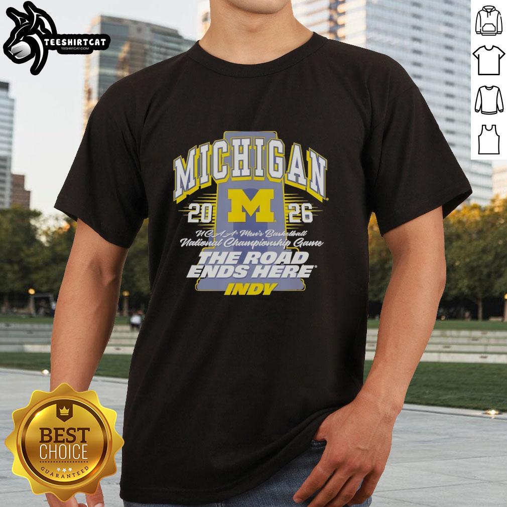 awesome-michigan-wolverines-ncaa-mens-basketball-2026-the-road-ends-here-indy-t-shirt-1 Awesome Michigan Wolverines NCAA Men's Basketball 2026 'The Road Ends Here' Indy T-Shirt featuring bold team graphics.