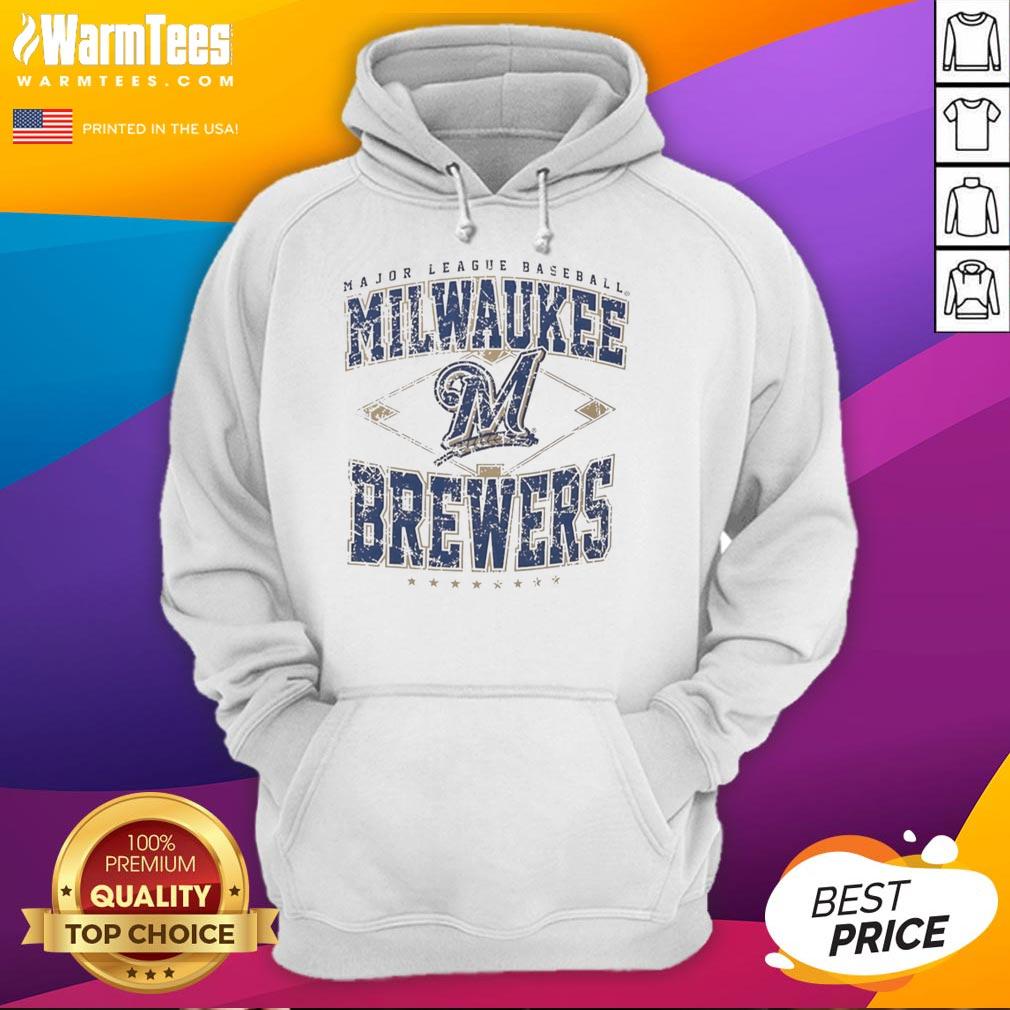 awesome-milwaukee-brewers-major-league-baseball-cooperstown-diamond-hoodie Awesome Milwaukee Brewers Major League Baseball Cooperstown Diamond Hoodie displayed on a hanger against a sports backdrop.