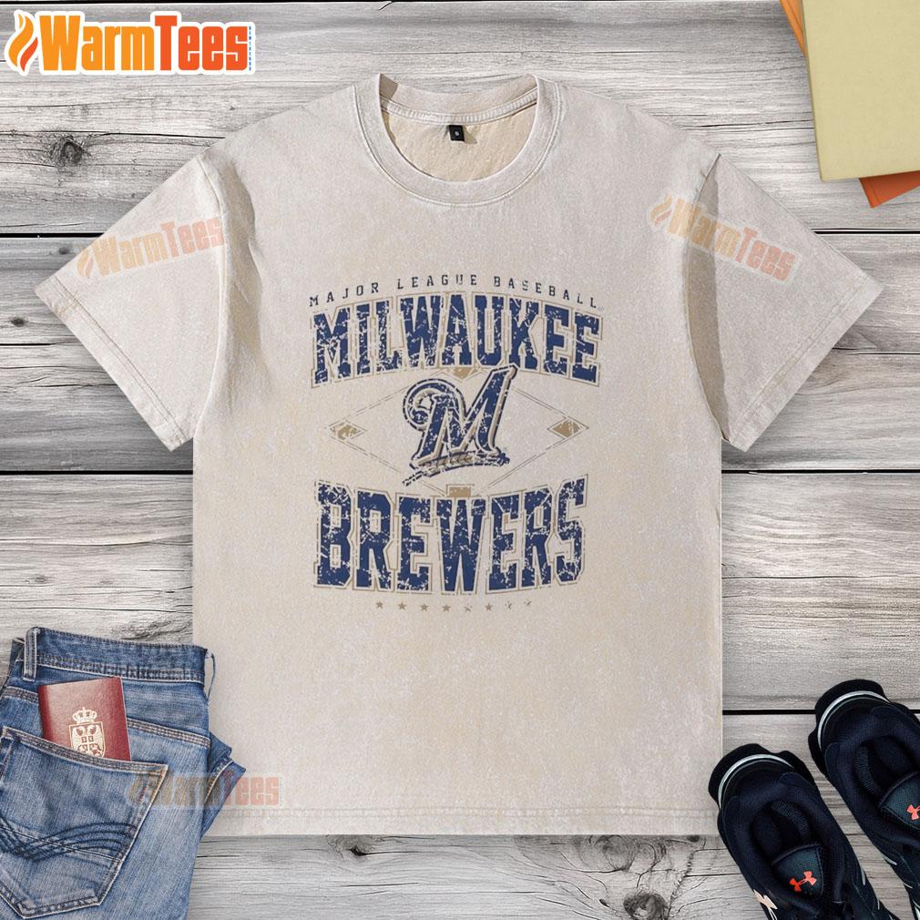 awesome-milwaukee-brewers-major-league-baseball-cooperstown-diamond-washed-t-shirt Awesome Milwaukee Brewers Major League Baseball Cooperstown Diamond Washed T-Shirt featuring a vintage design and team logo.