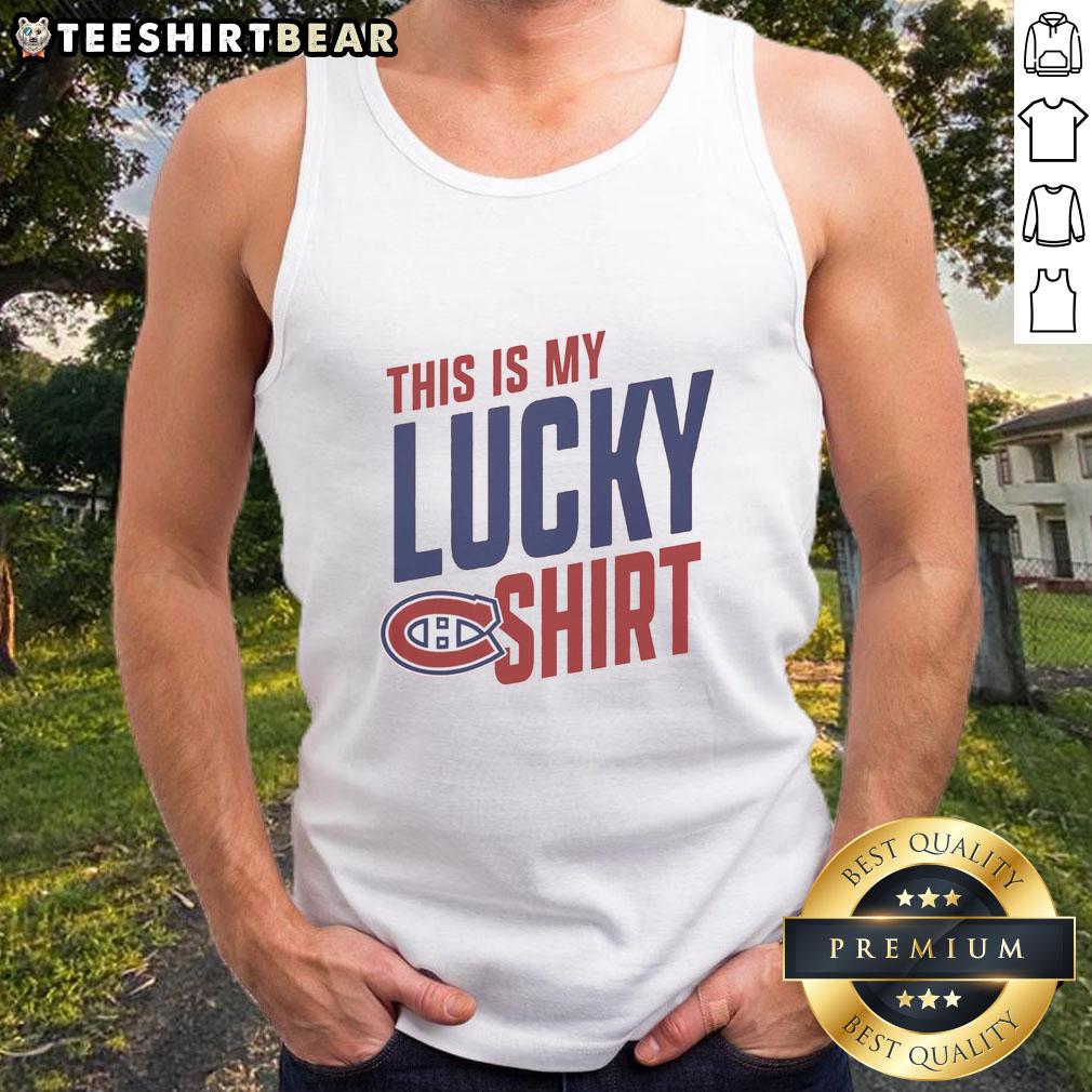 awesome-montreal-canadiens-this-is-my-lucky-tank-top Stylish Montreal Canadiens tank top with 'This Is My Lucky Tank Top' text, perfect for game day or casual wear.