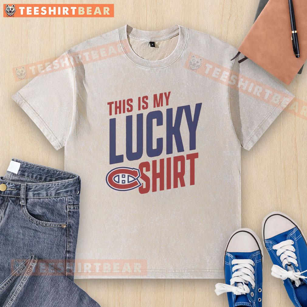 awesome-montreal-canadiens-this-is-my-lucky-washed-t-shirt Lucky washed Montreal Canadiens t-shirt featuring vibrant team colors and logo, perfect for game day or casual wear.