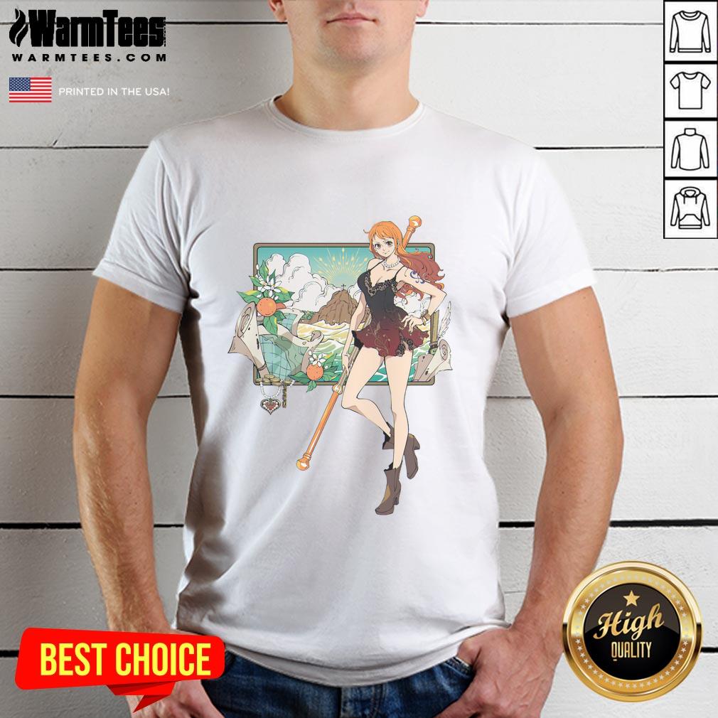 awesome-nami-one-piece-cat-burglar-anime-t-shirt-1 Awesome Nami One Piece Cat Burglar Anime T-Shirt featuring vibrant colors and a stylish design for anime fans.