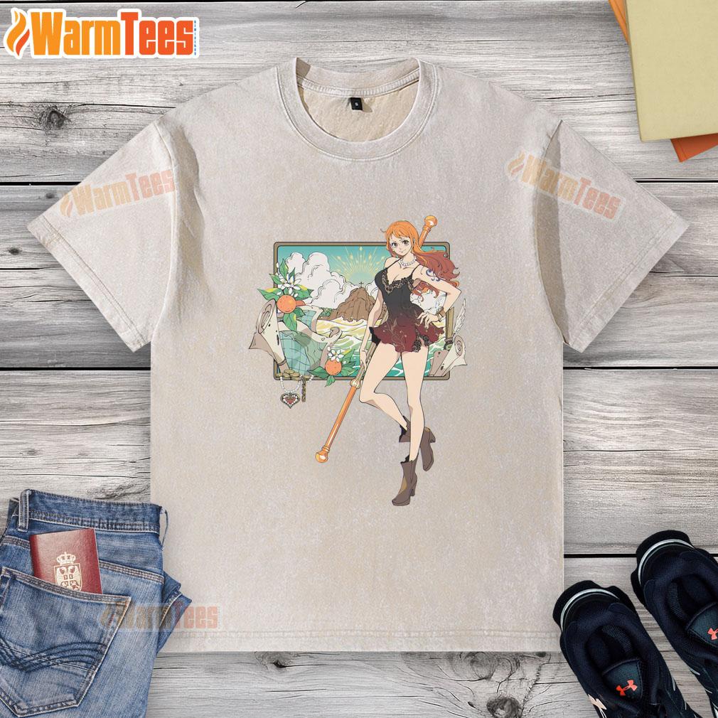 awesome-nami-one-piece-cat-burglar-anime-washed-t-shirt Awesome Nami One Piece Cat Burglar anime washed t-shirt featuring vibrant design and comfortable fit for fans.