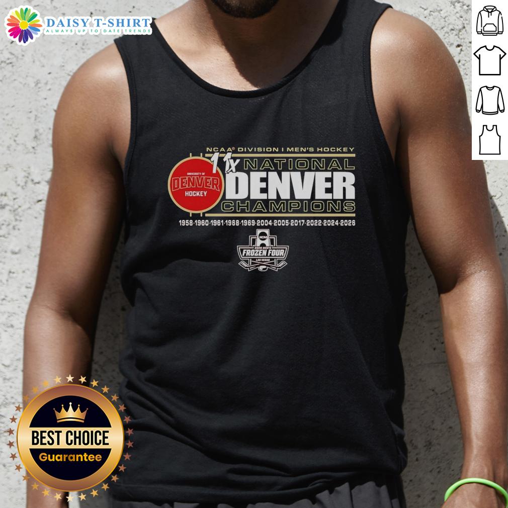 Awesome Ncaa Division I Men's Hockey National Champions Denver Pioneers Hockey 2026 Tank Top 2026 NCAA Division I Men's Hockey National Champions Denver Pioneers tank top showcasing team pride and victory.