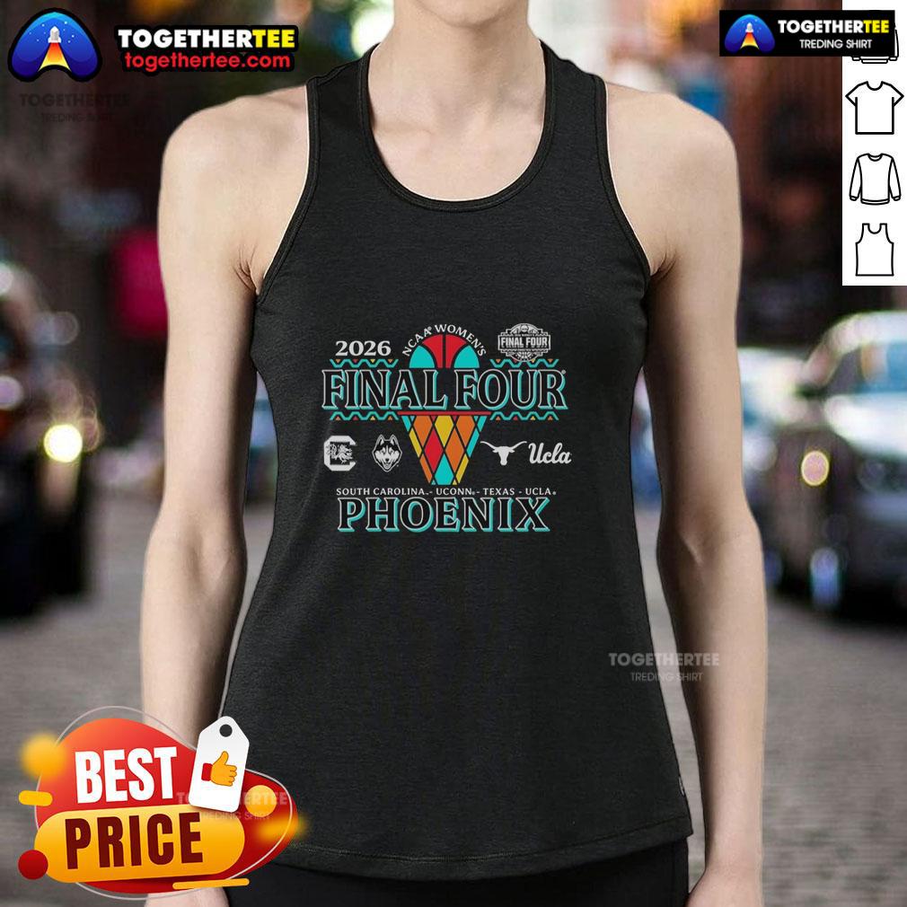 Awesome Ncaa Final Four 2026 Women'S Basketball Phoenix 4 Team Logo Tank Top Alt Text: Stylish NCAA Final Four 2026 Women's Basketball tank top featuring Phoenix 4 team logos, perfect for fans.