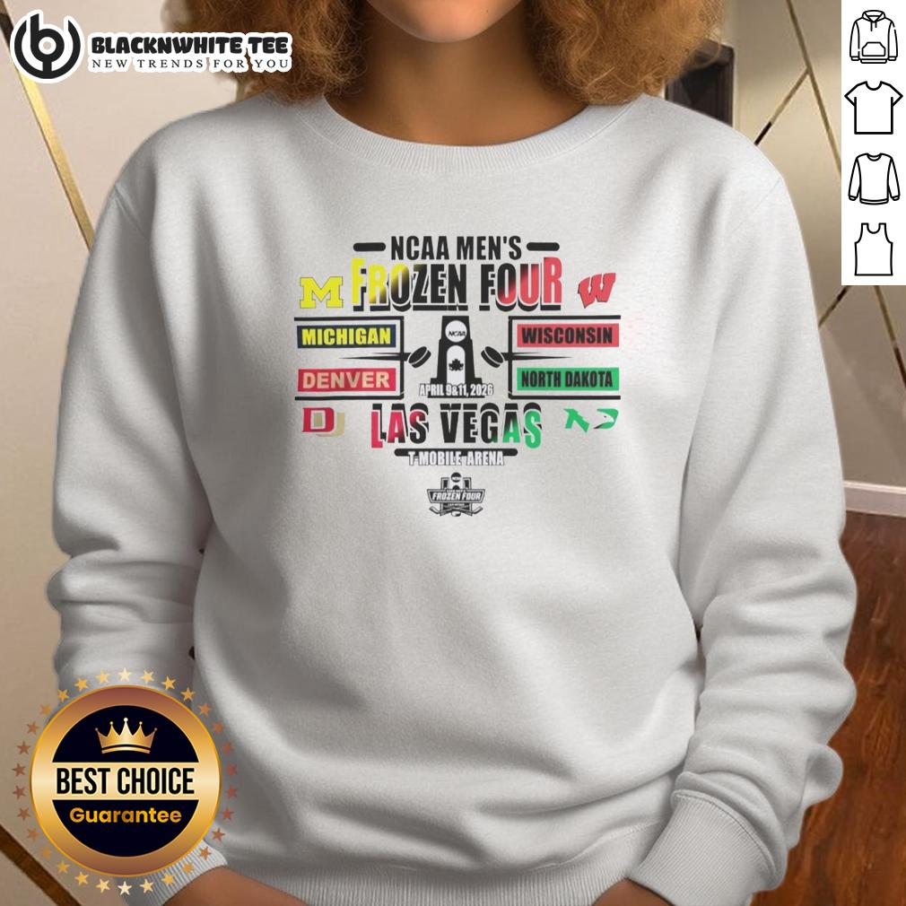 Awesome Ncaa Hockey 2026 Frozen Four Las Vegas Sweatshirt Alt Text: Awesome NCAA Hockey 2026 Frozen Four Las Vegas sweatshirt featuring team colors and logo, perfect for fans.