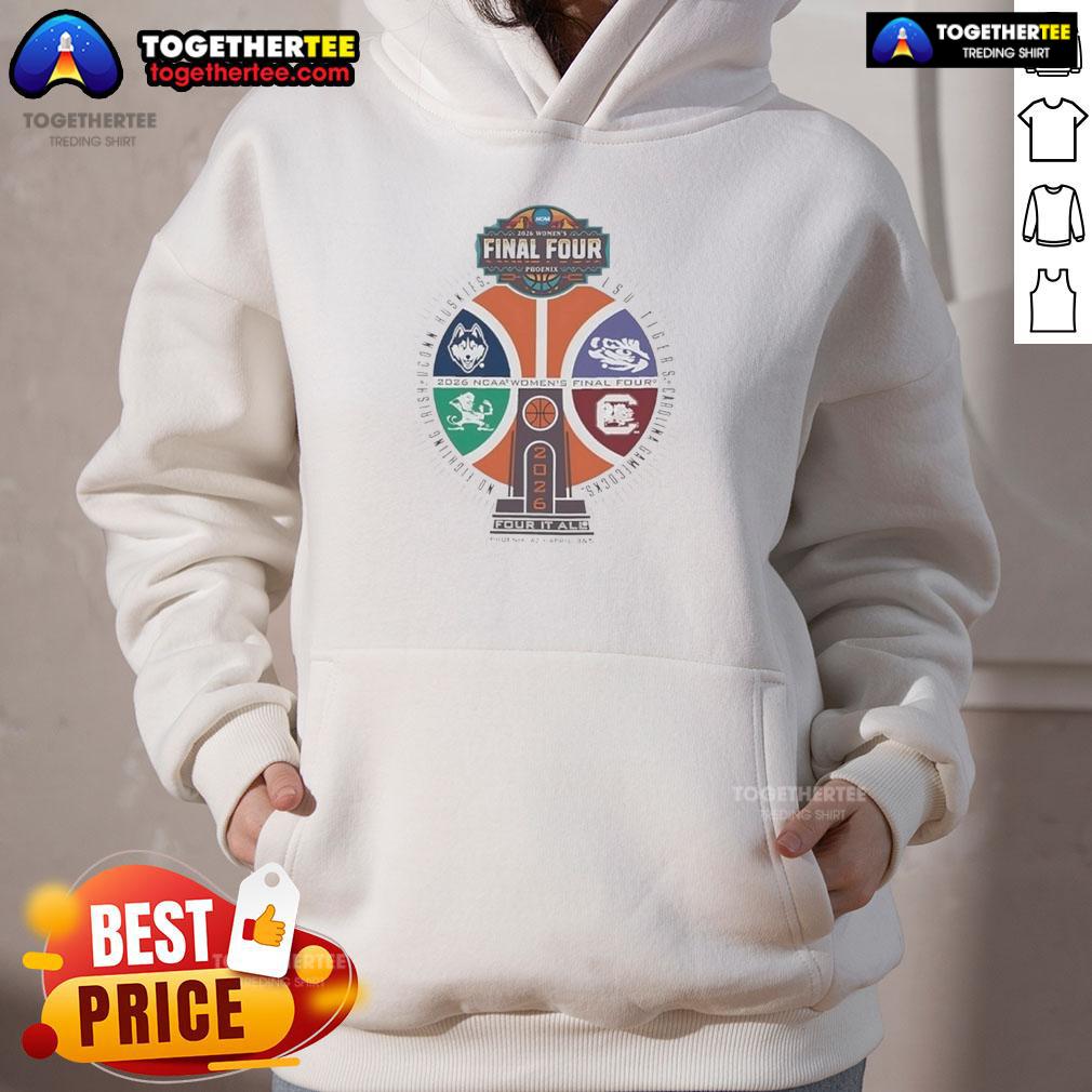 Awesome NCAA Women's Final Four Phoenix 2026 Four It All Basketball Trophy Logo Hoodie Awesome NCAA Women's Final Four Phoenix 2026 hoodie featuring the championship trophy logo for basketball fans.
