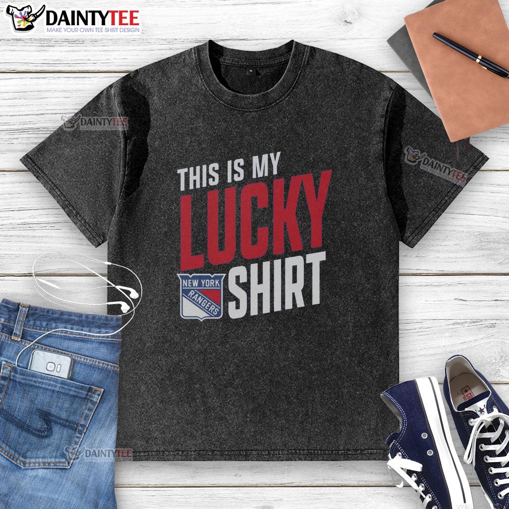 awesome-new-york-rangers-this-is-my-lucky-washed-t-shirt Alt Text: Awesome New York Rangers 'This Is My Lucky' washed t-shirt in blue, perfect for fans and game day outfits.