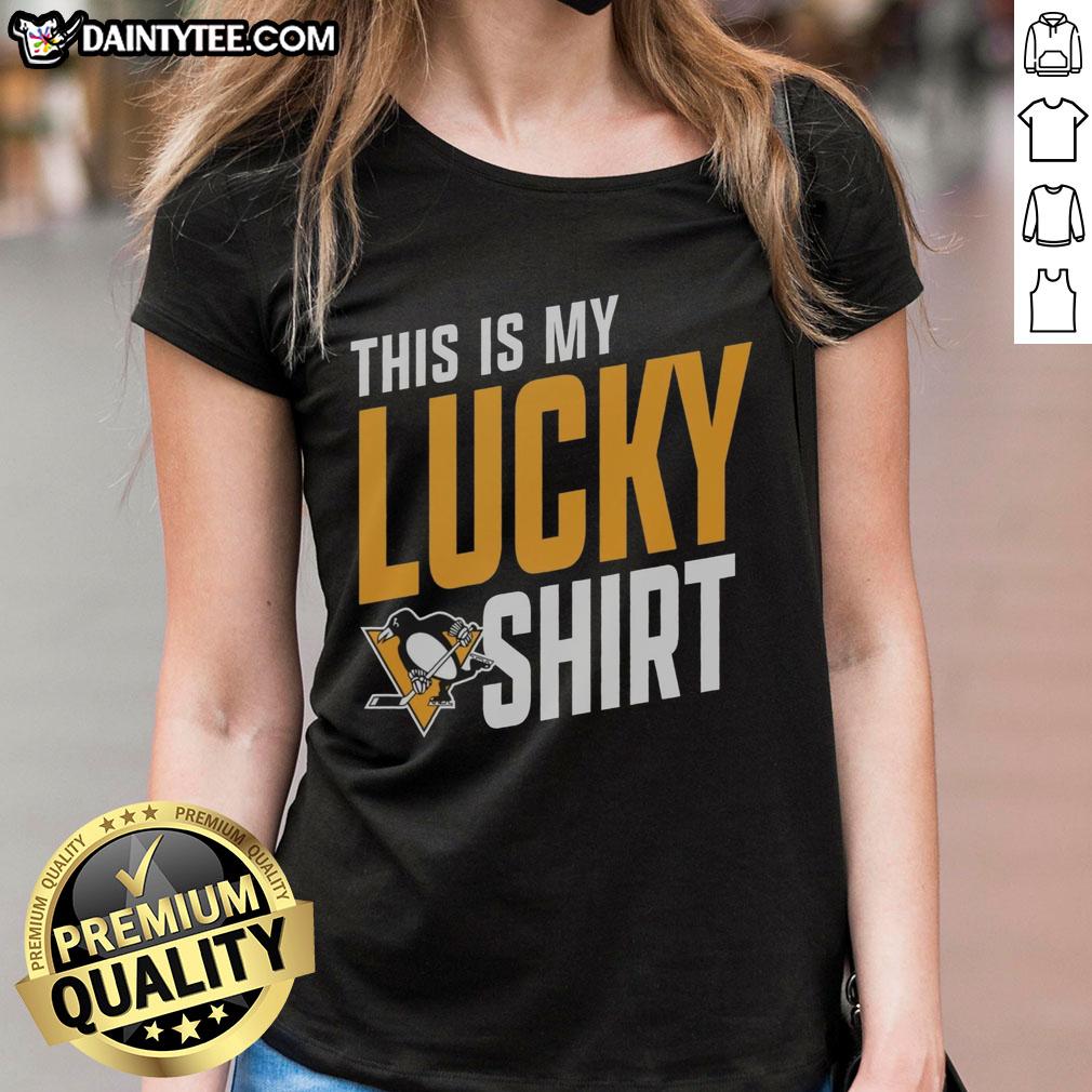 awesome-pittsburgh-penguins-this-is-my-lucky-ladies-tee Awesome Pittsburgh Penguins 'This Is My Lucky' ladies tee featuring team colors and logo, perfect for fans.