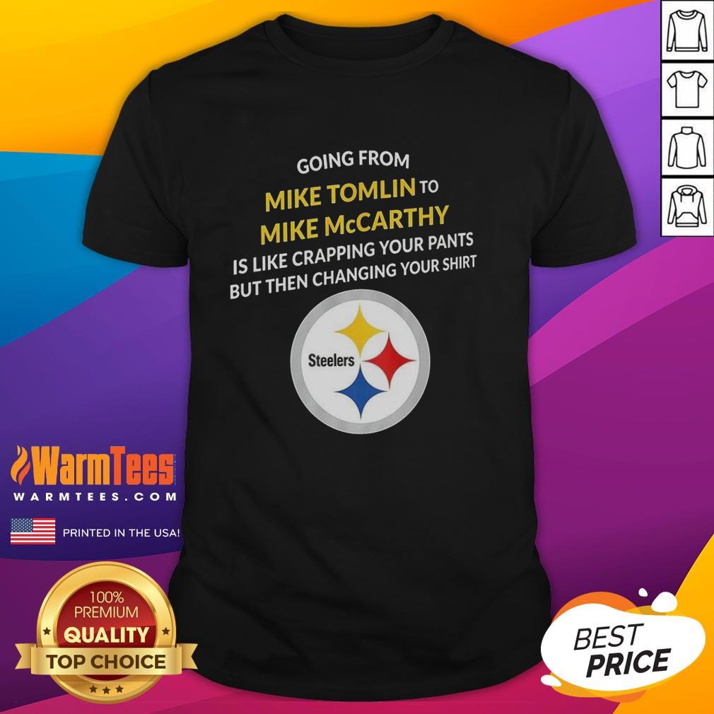 awesome-pittsburgh-steelers-going-from-mike-tomlin-to-mike-mccarthy-t-shirt-1 Awesome Pittsburgh Steelers T-Shirt featuring Mike Tomlin and Mike McCarthy, perfect for fans celebrating team legacy.