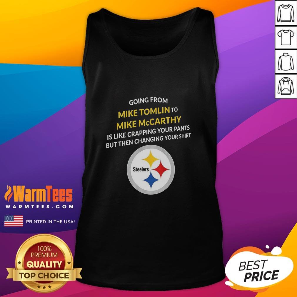 awesome-pittsburgh-steelers-going-from-mike-tomlin-to-mike-mccarthy-tank-top Awesome Pittsburgh Steelers tank top featuring Mike Tomlin and Mike McCarthy, perfect for fans and game day wear.