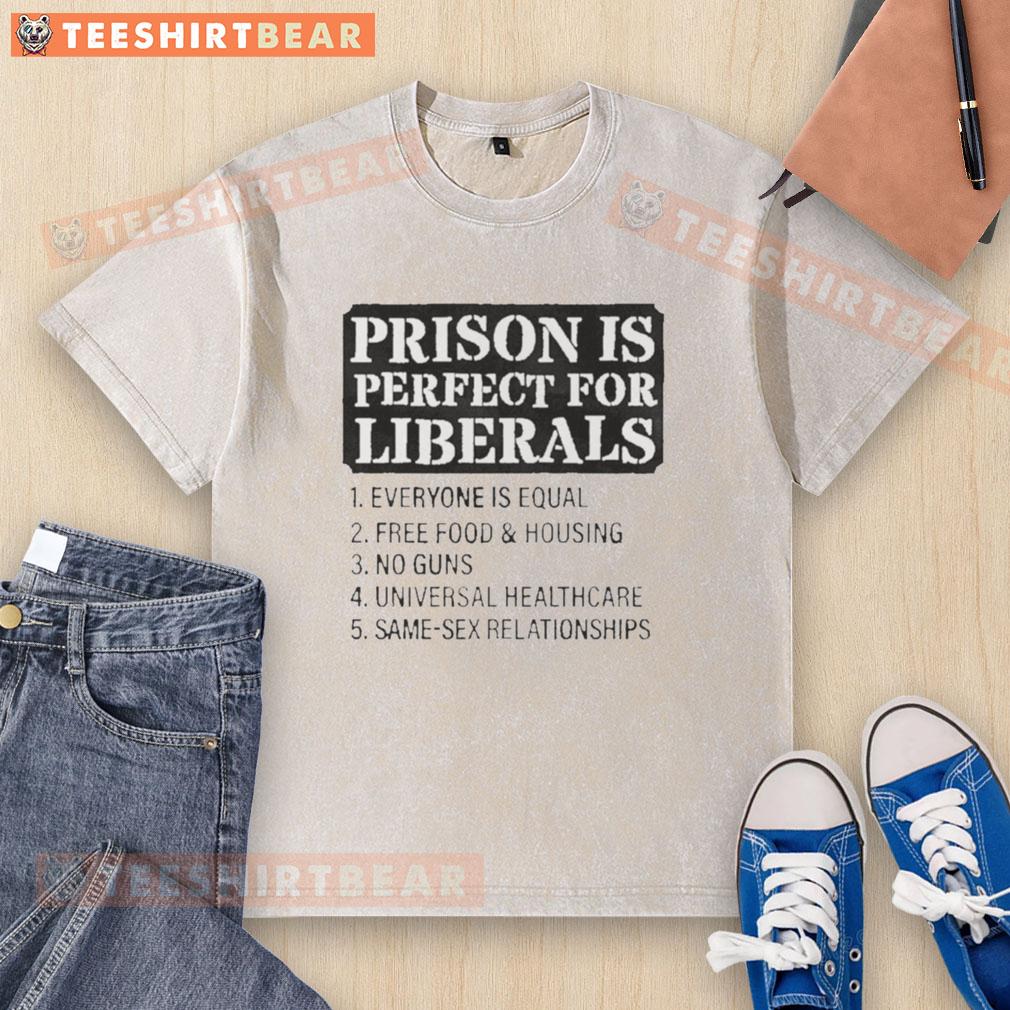awesome-prison-is-perfect-for-liberals-everyone-is-equal-washed-t-shirt Awesome Prison is Perfect for Liberals: Everyone is Equal washed t-shirt showcasing a creative, casual design.