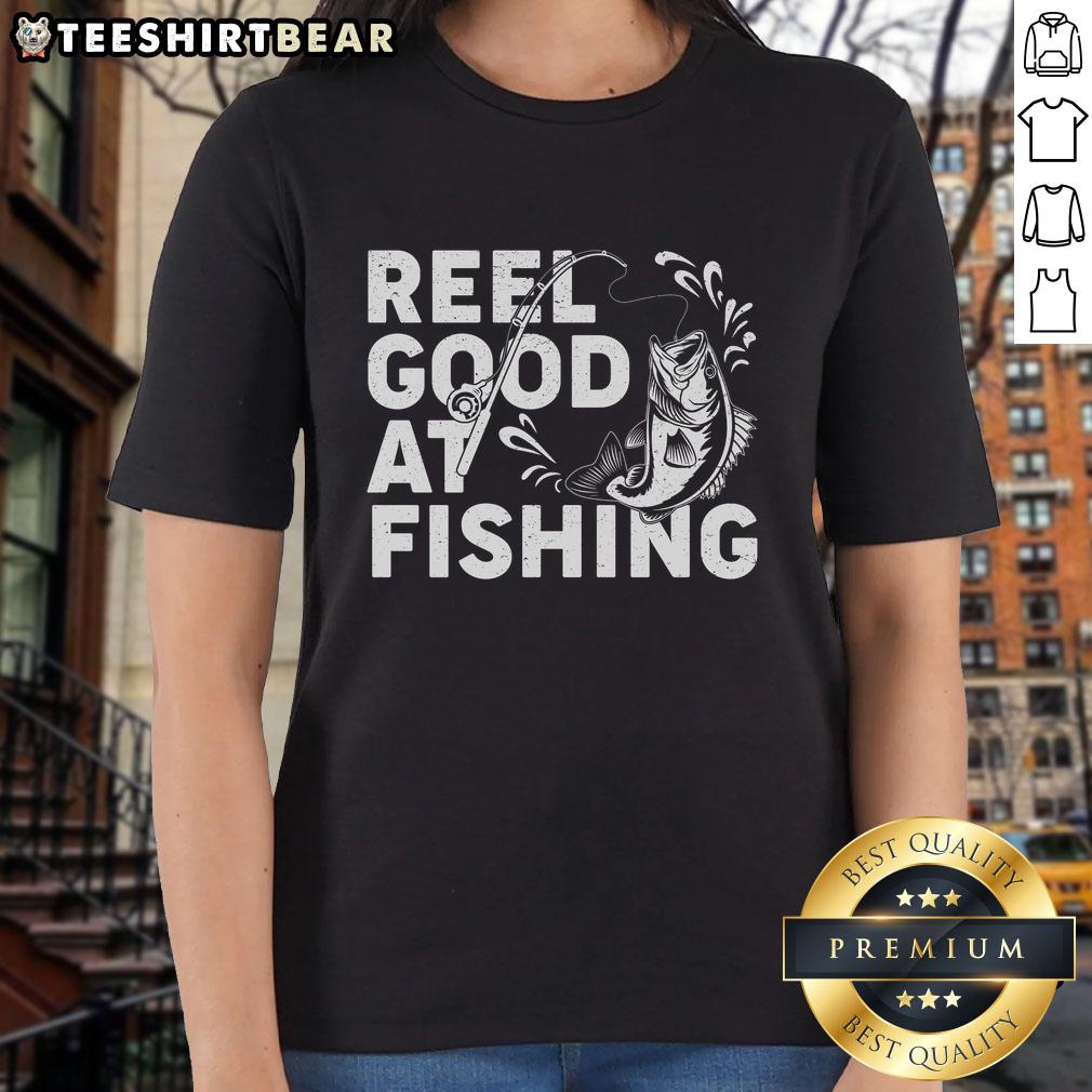 awesome-reel-good-at-fishing-ladies-tee Awesome Reel Good At Fishing Ladies Tee showcasing a stylish fishing-themed shirt for women, perfect for fishing enthusiasts.