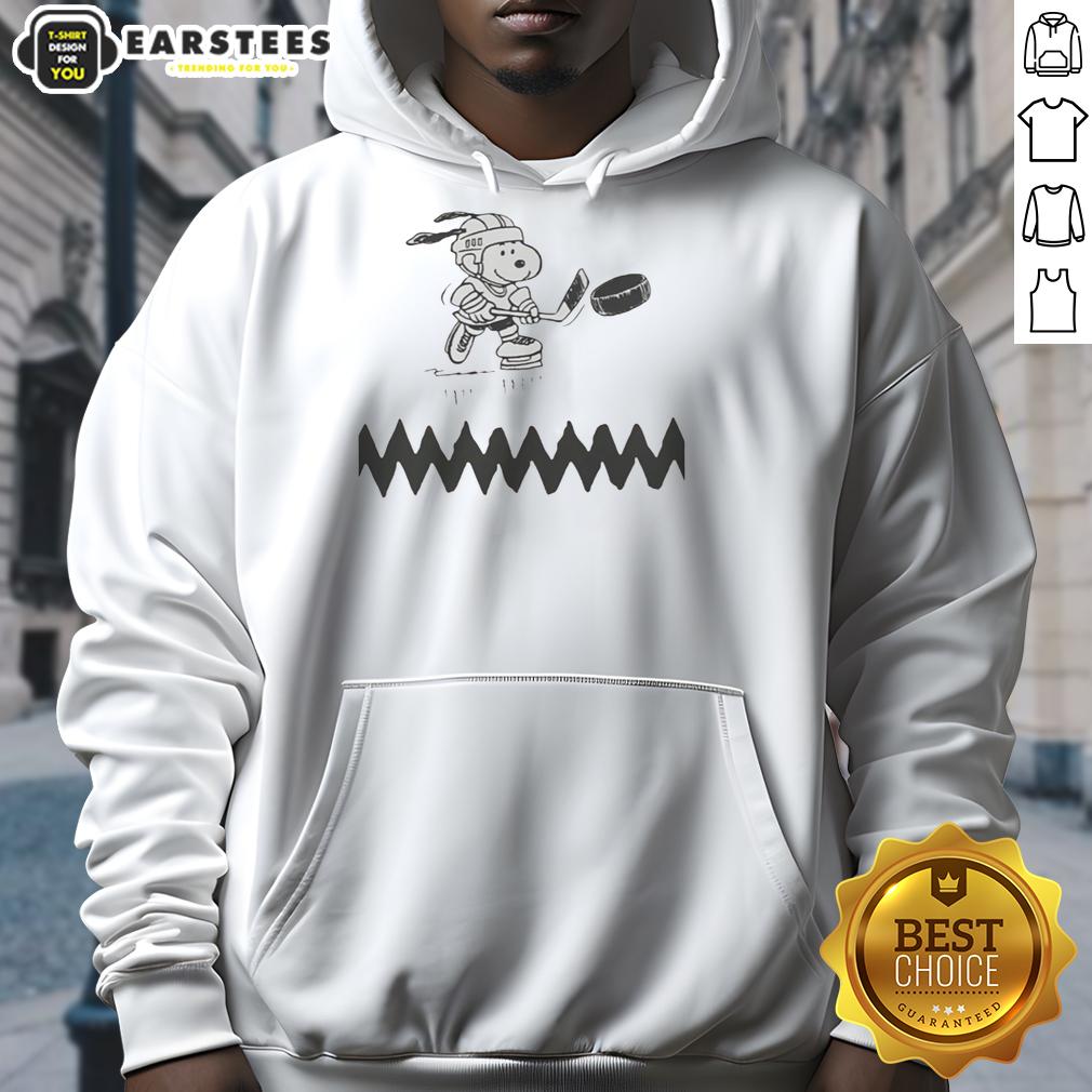 awesome-snoopy-dog-hockey-player-graphic-hoodie Alt Text: Awesome Snoopy dog hockey player graphic hoodie featuring Snoopy in a hockey jersey and stick, perfect for fans.