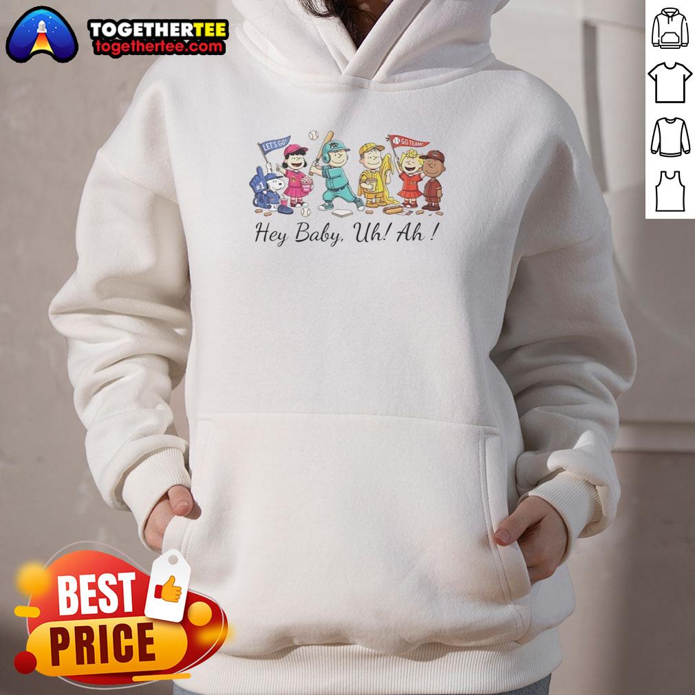 Awesome Snoopy Peanuts And Friends Hey Baby Uh Ah Hoodie Alt Text: Awesome Snoopy Peanuts and Friends hoodie featuring the fun phrase 'Hey Baby Uh Ah' in vibrant colors.