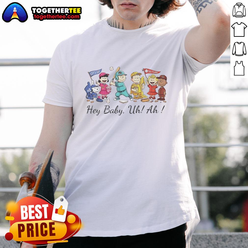 Awesome Snoopy Peanuts And Friends Hey Baby Uh Ah T Shirt Alt Text: Awesome Snoopy Peanuts and Friends Hey Baby Uh Ah T-Shirt featuring colorful graphics of beloved characters.