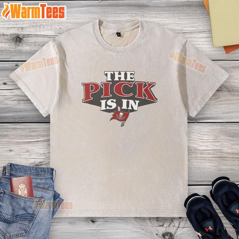 awesome-tampa-bay-buccaneers-pick-is-in-washed-t-shirt Alt Text: Awesome Tampa Bay Buccaneers Pick Is In washed t-shirt featuring team logo in vibrant colors, perfect for fans.