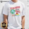 Awesome Teachers Change The World White & Red Ringer T-Shirt featuring bold text design, perfect for educators and supporters.