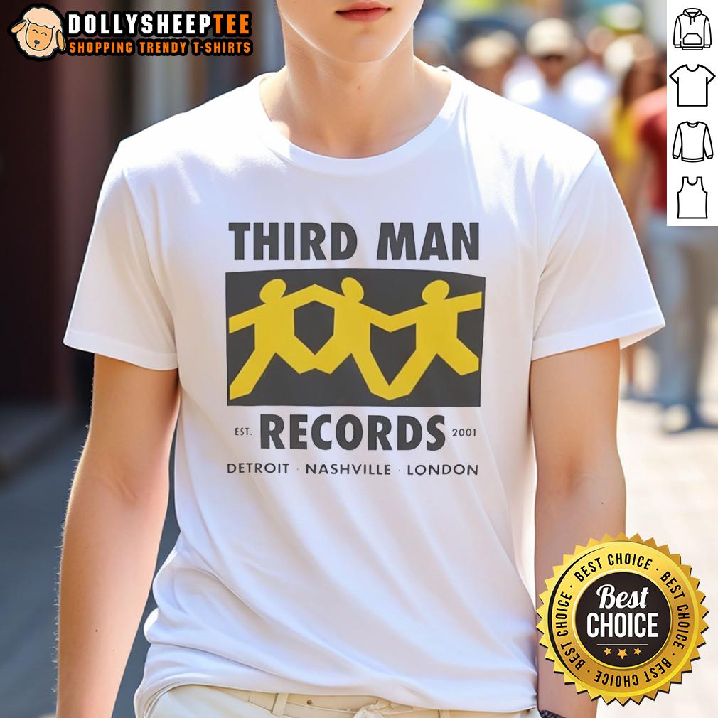 Awesome Third Man Records Detroit Nashville London Est 2001 T Shirt Awesome Third Man Records T-Shirt featuring Detroit, Nashville, London, established 2001, perfect for music fans.