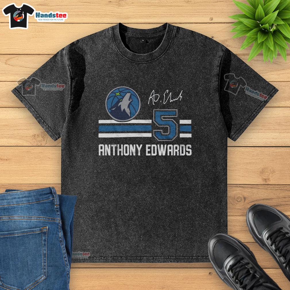 awesome-timberwolves-anthony-edwards-signature-jersey-washed-t-shirt Awesome Timberwolves Anthony Edwards signature jersey washed t-shirt in blue, showcasing player pride and stylish design.