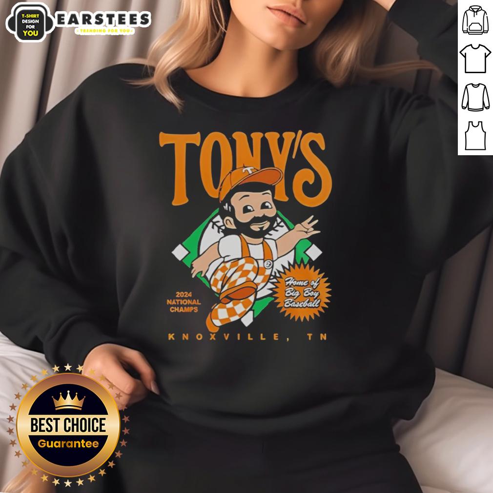 awesome-tonys-tennessee-volunteers-2026-national-champions-home-of-big-boy-baseball-sweatshirt Alt Text: Awesome Tony's Tennessee Volunteers 2026 National Champions sweatshirt featuring bold graphics and vibrant colors.
