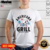 Alt Text: Awesome Women's Peanuts Americana Grill Cropped Graphic T-Shirt featuring colorful cartoon design and stylish fit.