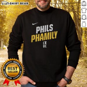 Cozy Nice Philadelphia Phillies Phamily Sweatshirt displayed on a hanger, perfect for baseball fans and casual wear.